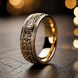 Královský vintage gravírovaný zlatý prsten