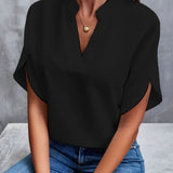 Dámská blůza s krátkým rukávem, pohodlný polyester, letní top