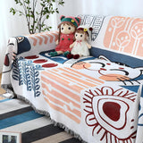Boho přehoz na pohovku s abstraktním vzorem