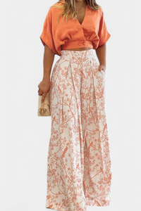 Olivia Boho set s výstřihem do V a širokými nohavicemi