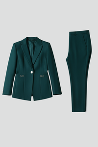 Dámský blazer set s jedním knoflíkem a rovnými kalhotami