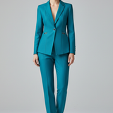 Dámský blazer set s jedním knoflíkem a rovnými kalhotami