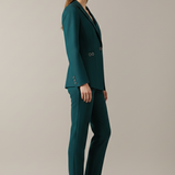 Dámský blazer set s jedním knoflíkem a rovnými kalhotami