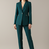 Dámský blazer set s jedním knoflíkem a rovnými kalhotami