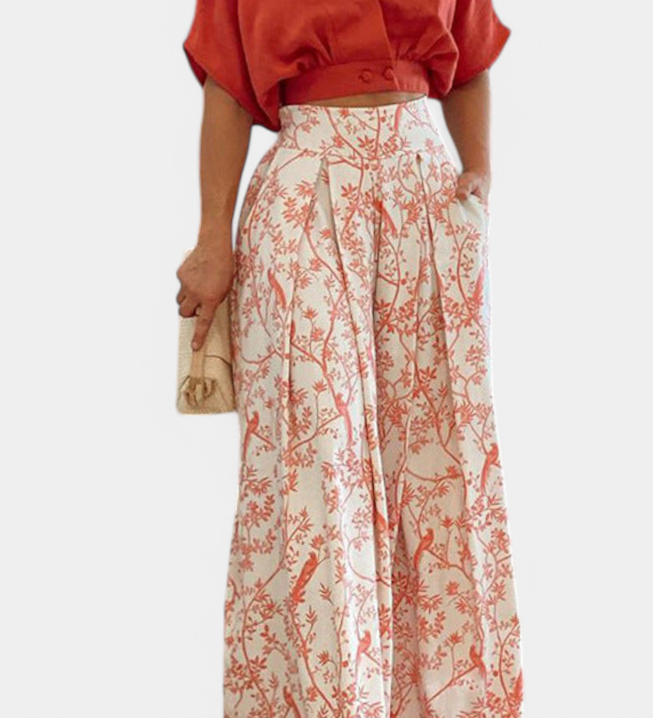 Olivia Boho set s výstřihem do V a širokými nohavicemi