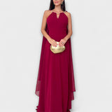 Mabel - Elegantní maxi šaty s pláštěm a vysokým rozparkem