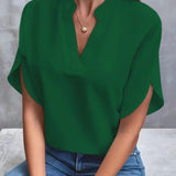 Dámská blůza s krátkým rukávem, pohodlný polyester, letní top