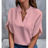 Dámská blůza s krátkým rukávem, pohodlný polyester, letní top