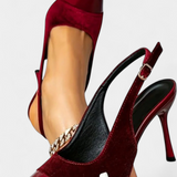 Candice Stiletto podpatky z sametu s patchworkem