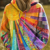 Viktorie | Dámská boho mikina s kapucí a patchworkovým vzorem